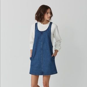 Frank + Oak Denim Pinafore Dress Small